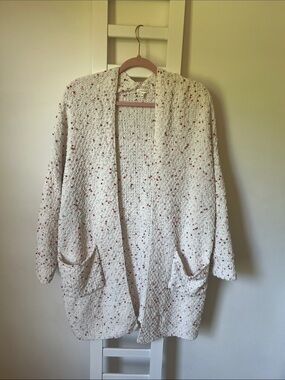 Maurices Cream Open-Knit Sweater with Pink and Red Dot Accents